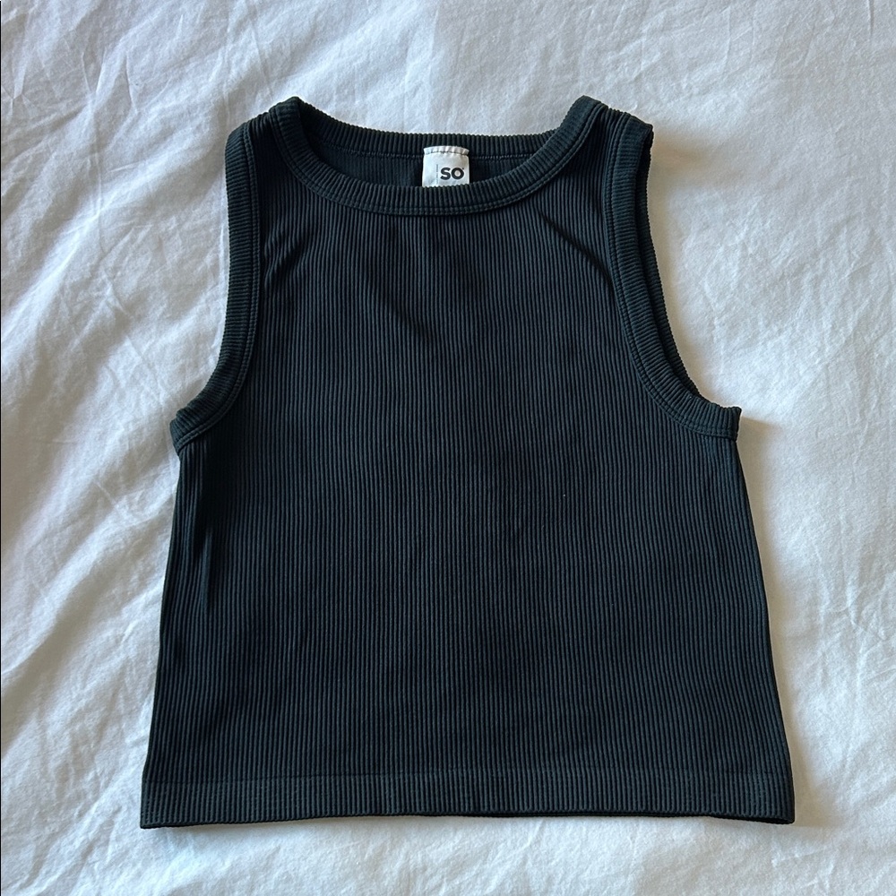 SO Black Ribbed Tank Top